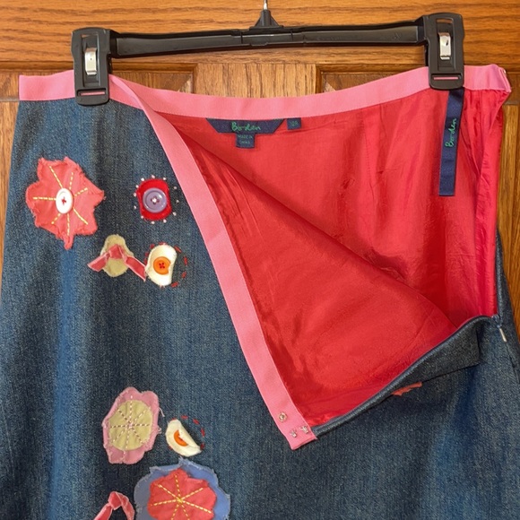 Classic BODEN skirt 8 denim with FABULOUS appliqué accents EXCELLENT condition - Picture 8 of 15